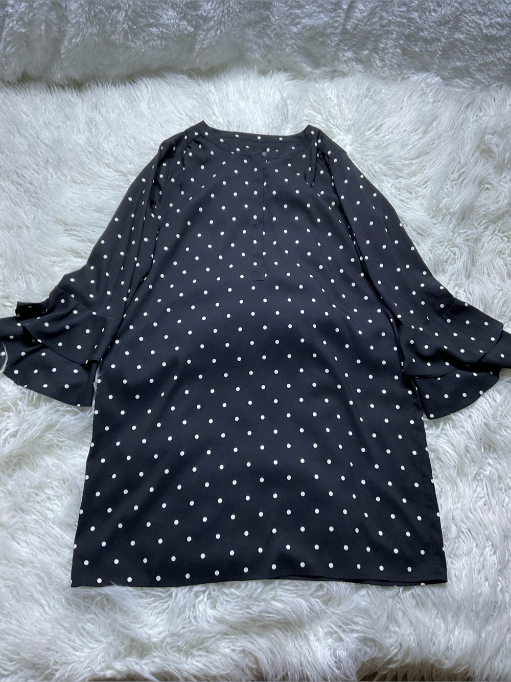Loft Bell-Sleeve Polka Dot Shift Dress